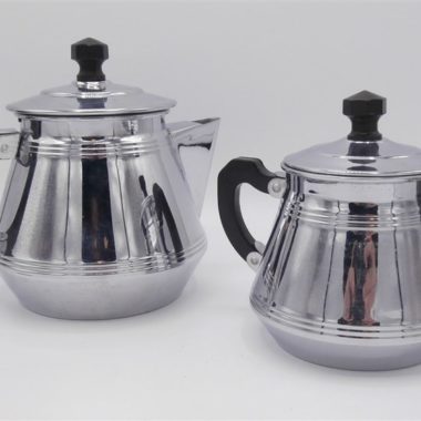 cafetiere et sucrier cuivre chrome vintage art deco