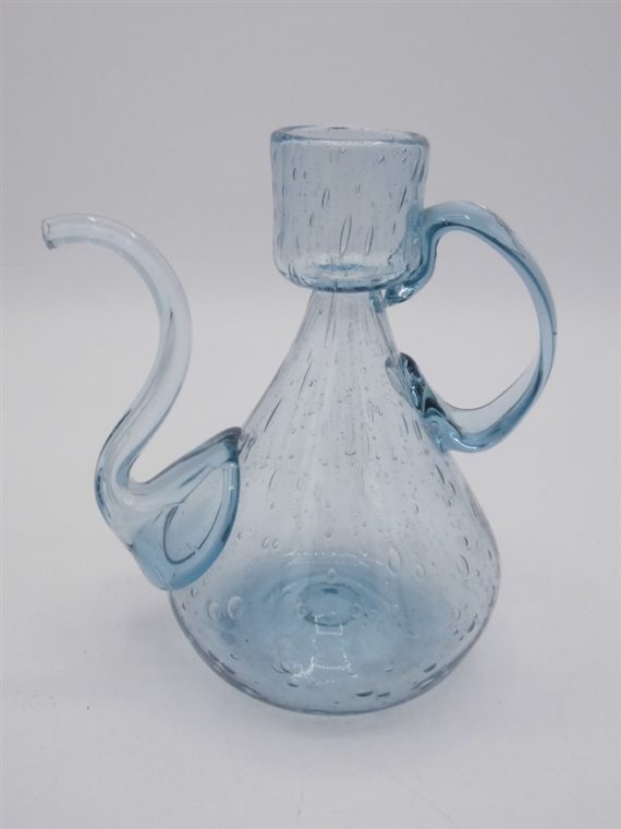 carafe verre bulle bleu huilier vinaigrier