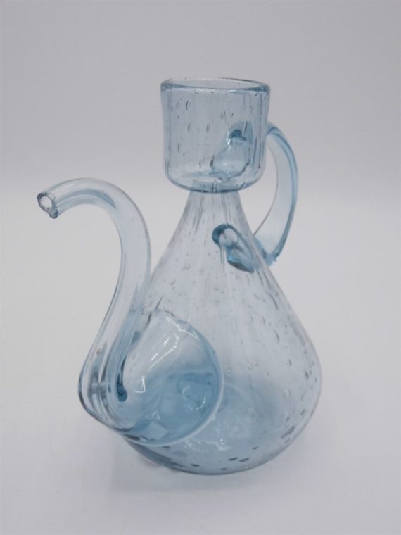 carafe verre bulle bleu huilier vinaigrier