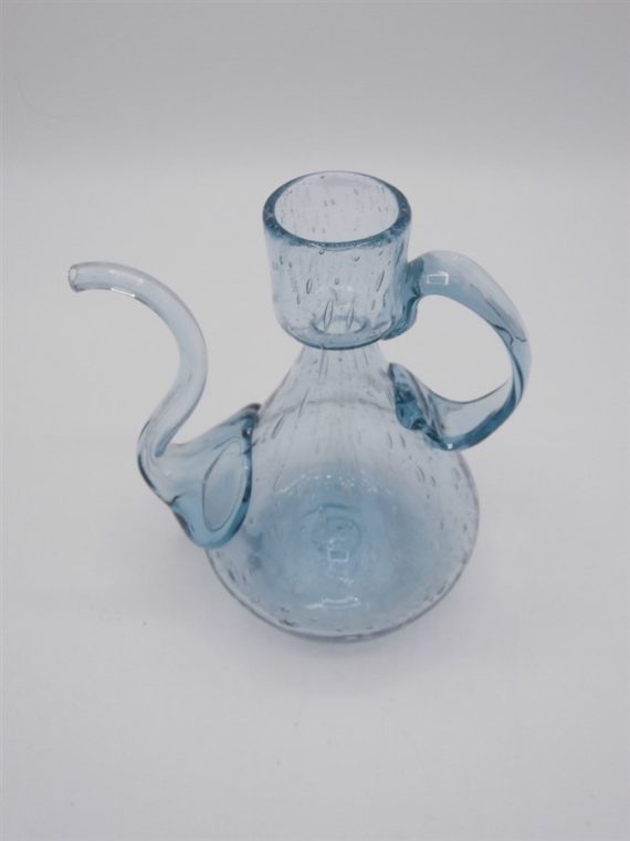 carafe verre bulle bleu huilier vinaigrier