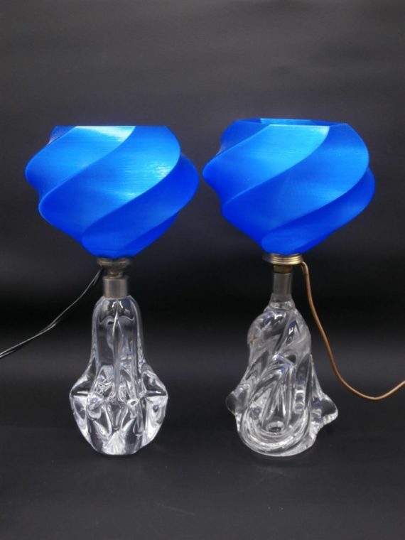 lampes pied verre vintage abat jour 3D