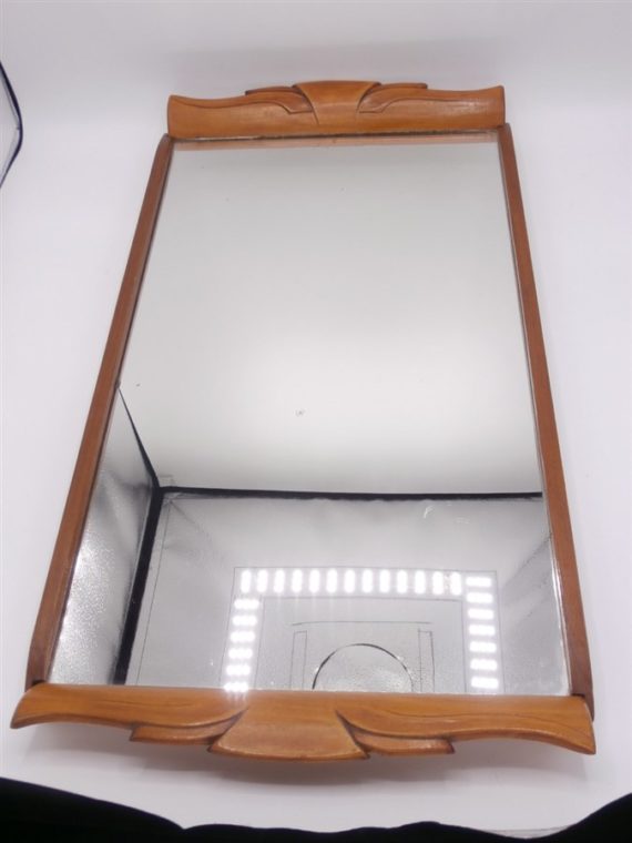 plateau miroir art deco bois