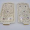 coupelles x 2 vide poche porte savon ceramique fleurs or