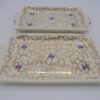 coupelles x 2 vide poche porte savon ceramique fleurs or