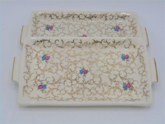 coupelles x2 vide poche porte savon ceramique fleurs or