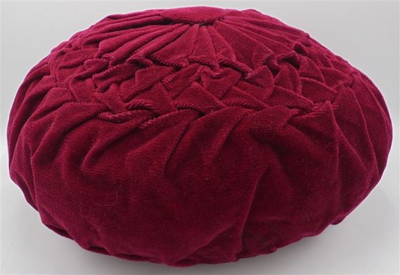 coussin velours plisse vintage bordeaux