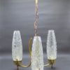 lustre vintage 3 branches annees 60 70 retro verre et laiton