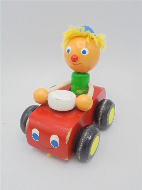 jouet bois clown voiture dodeline tete