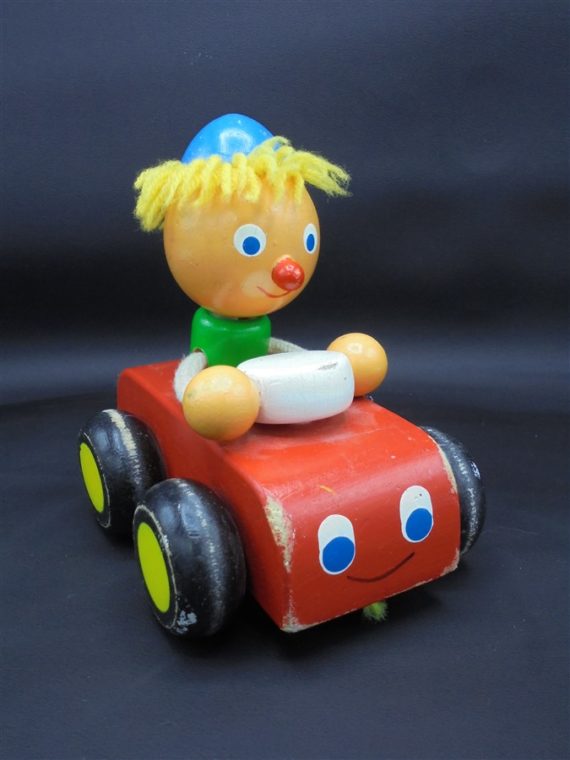 jouet bois clown voiture dodeline tete