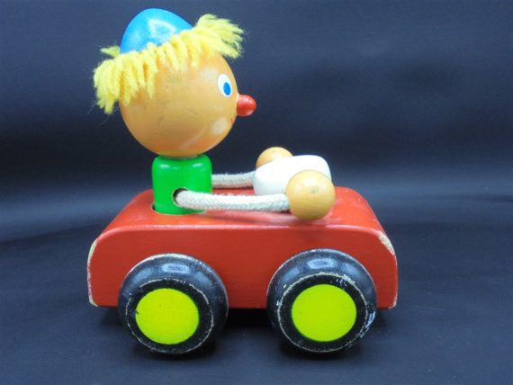 jouet bois clown voiture dodeline tete