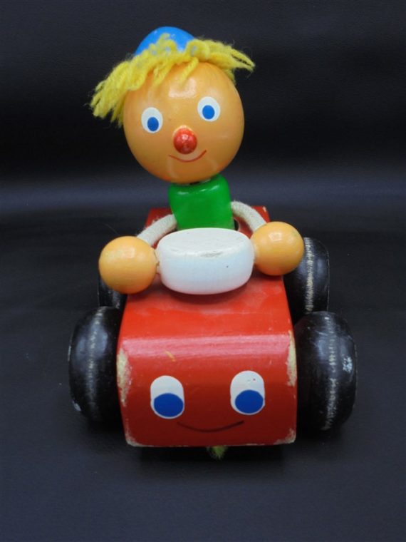 jouet bois clown voiture dodeline tete