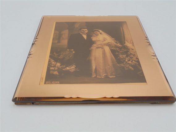 ancien cadre photo miroir rose mariage couple