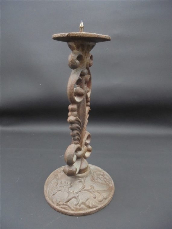 bougeoir fonte rouille volutes campagne rustique baroque