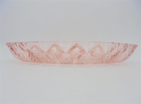 ancien plat de service compartimente verre rose