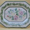 plat de service ou decoratif mural decor de roses forme octogonale