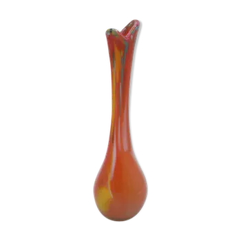 vase orange M F cristal de paris