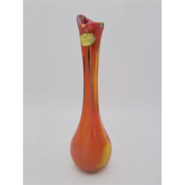 vase orange M F cristal de paris