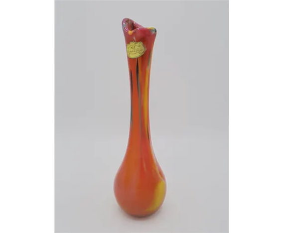 vase orange M F cristal de paris