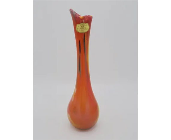 vase orange M F cristal de paris