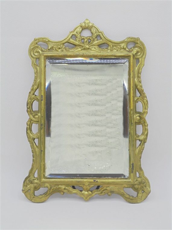 ancien miroir biseaute contour dore laiton