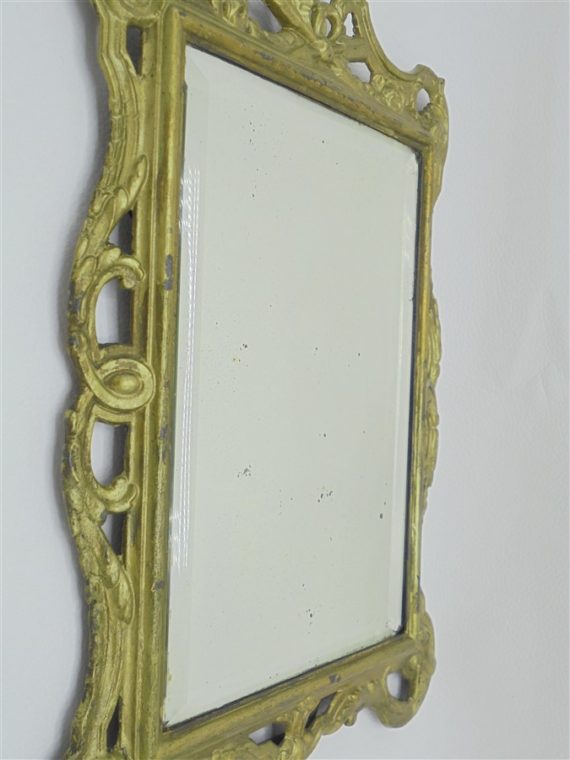 ancien miroir biseaute contour dore laiton