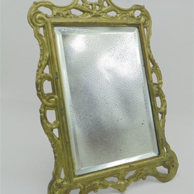 ancien miroir biseaute contour dore laiton