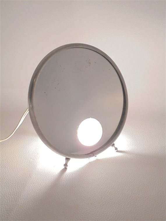 ancien miroir barbier rond retroeclaire mirophar brot milieu XXe