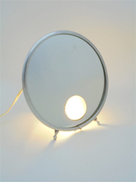 ancien miroir barbier rond retroeclaire mirophar brot milieu XXe