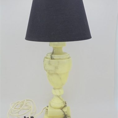 lampe vintage italienne pied en albatre marbre gris et blanc creme