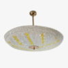 suspension vintage plateau en verre jaune blanc transparent annees 70