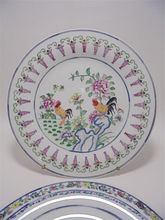 assiettes chinoises en porcelaine emaillee