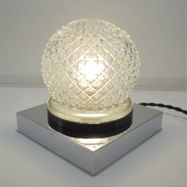 lampe chic luxe hillebrand globe verre pics socle chrome