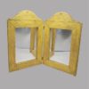 miroir ancien en bois a 2 pans couleur jaune