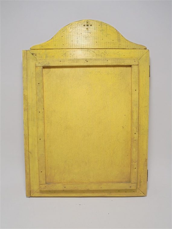 miroir ancien en bois a 2 pans couleur jaune