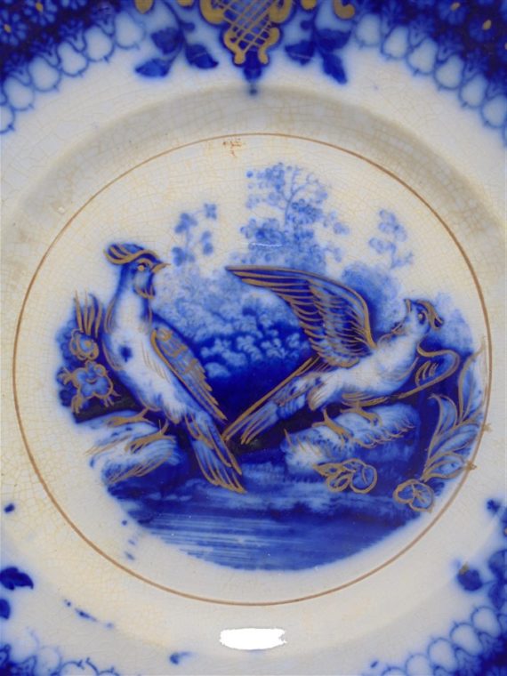 ancienne petite assiette villeroy&boch modele india decor oiseaux bleu et or