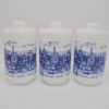 serie de 3 pots a the en verre opale decor bleu