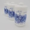 serie de 3 pots a the en verre opale decor bleu