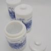 serie de 3 pots a the en verre opale decor bleu