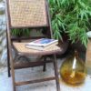 chaise pliante vintage cannage et bois