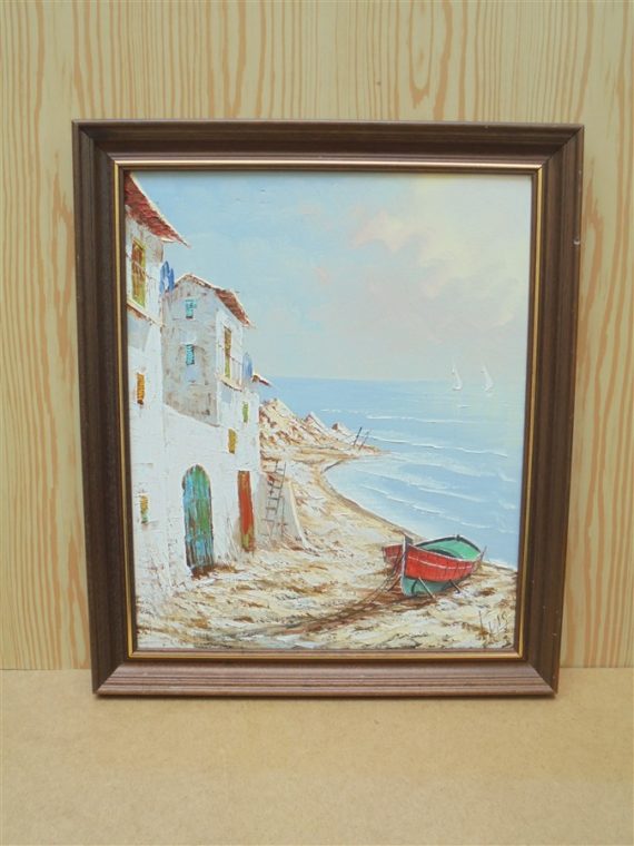 Tableau - Village bord de mer - signé Puig