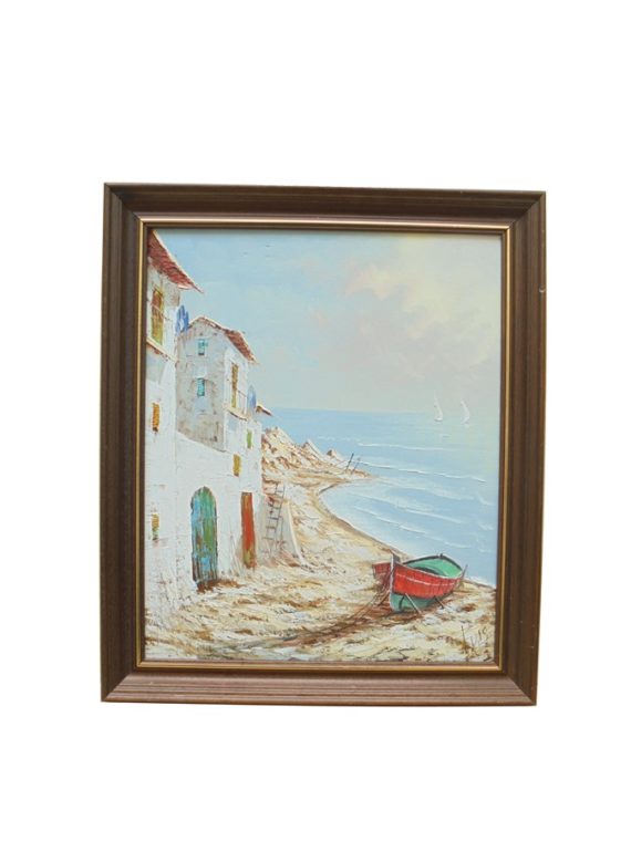 Tableau - Village bord de mer - signé Puig