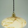 suspension ancien globe en verre effet marbre beige caramel