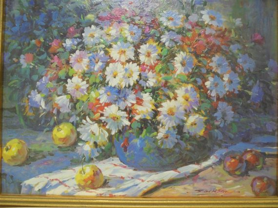 Peinture sur toile signée Jackson - Bouquet de fleurs