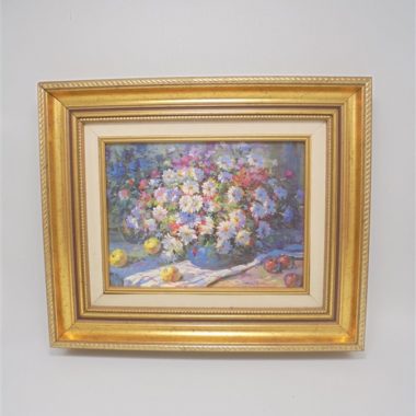 Peinture sur toile signée Jackson - Bouquet de fleurs