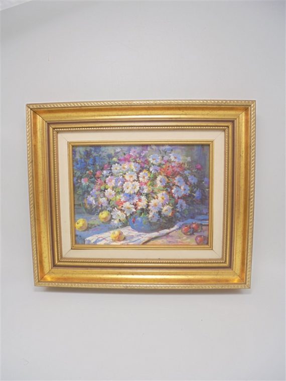 Peinture sur toile signée Jackson - Bouquet de fleurs