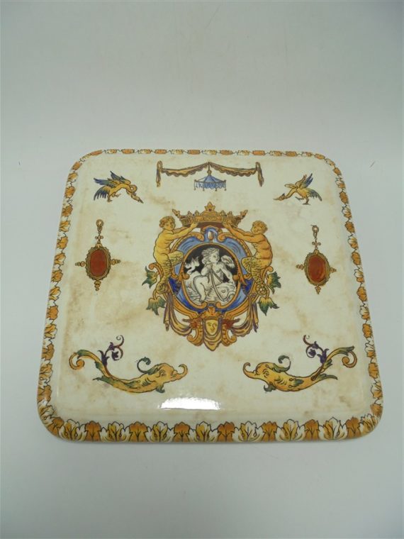 ancien dessous de plat faience gien renaissance 1875