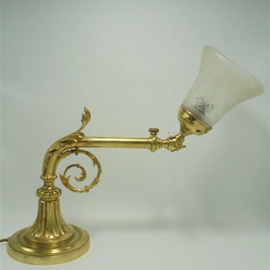 ancienne lampe en bronze dore bras etirable tulipe en verre