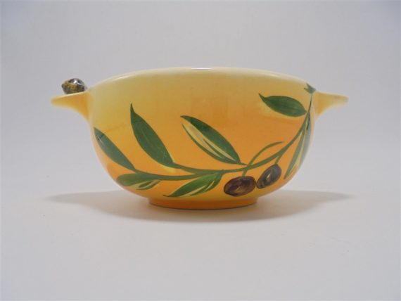 bol a olives ceramique decor provencal jaune branche olivier cigale sur oreille