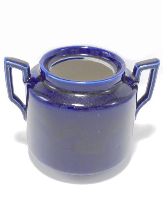 pot ceramique emaillee bleu roi art deco