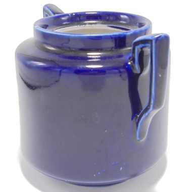 pot ceramique emaillee bleu roi art deco
